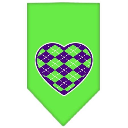 UNCONDITIONAL LOVE Argyle Heart Purple Screen Print Bandana Lime Green Large UN757678